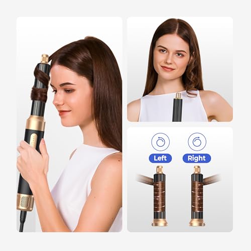 Image of Hair Dryer Brush,Blow Dryer Brush with Attachments,110000 RPM Curly Twist 7 in 1 Air Style, Professional Ionic Hair Styling Tool, Left & Right Air Curler, Volumizer