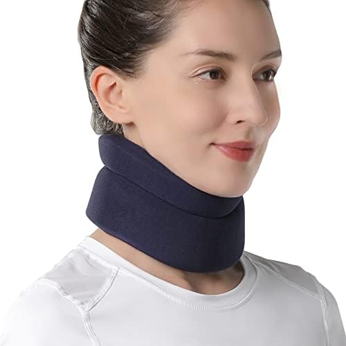 VELPEAU Neck Brace -Foam Cervical Collar - Soft Neck Support Relieves Pain & Pressure in Spine - Wraps Aligns Stabilizes Vertebrae - Can Be Used During Sleep (Comfort, Blue, Large, 3.3)