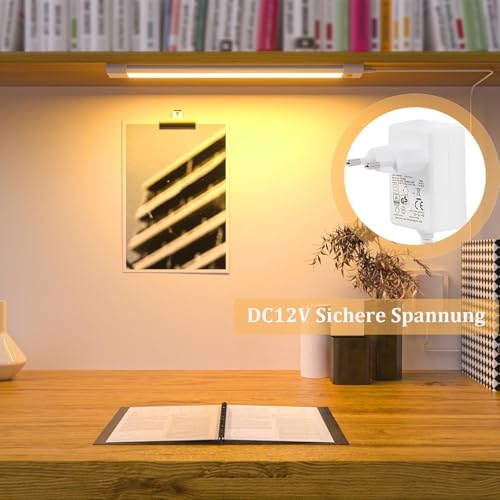 Miniatura 4 de Wobane Luz Led Cocina Bajo Mueble 60cm, Regulable Barra Luz Armario Con Sensor Sin Contacto, Luces Cocina Debajo Mueble Con Enchufe, Luz Led Adhesiva Para Gabinete, Estanteria, Blanco Cálido 2700k