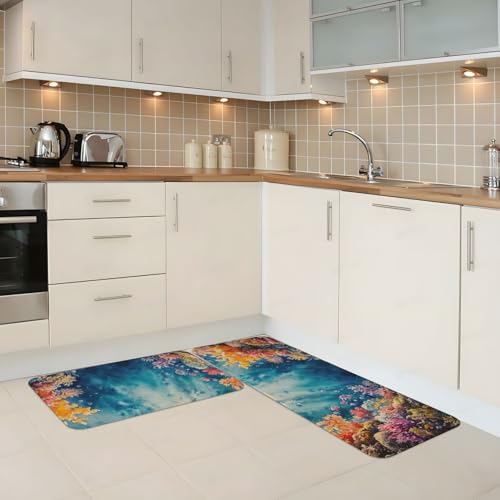 Tapetes de cocina antideslizantes con diseño de coral marino para dar vida a tu hogar 3