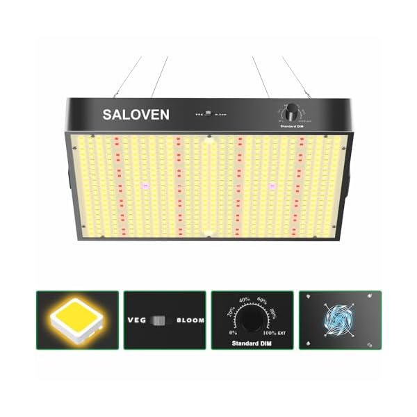 SALOVEN LED Grow Light 200 W, 2024 Newest Full Spectrum Plant Growing Lamps, 0-10 V Dimmable Daisy Chain Design for Seedling Veg and Indoor Plants [Energy Class A] – Bild 10
