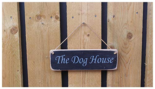 British Handmade The Dog House Solid Wooden Hanging Sign