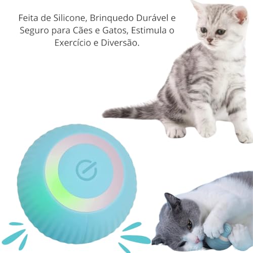 Bola Inteligente Interativa Recarregável USB para Gatos e Cachorros Brinquedo Estimulante e Divertid