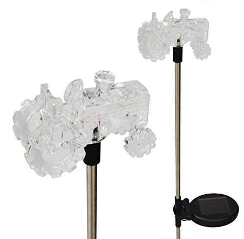 Ntertainment House Clear Acrylic Tractor Solar Yard Stick Color Change Lights