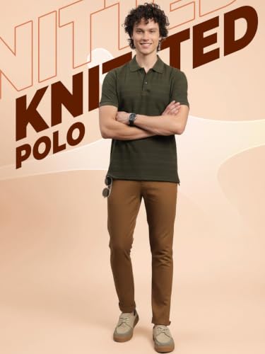 Image of Lux Nitro Men's Self Knitted Premium Cotton Blend Solid Polo T-Shirt | Soft Texture | Classic Collar | Short Sleeve Casual Wear