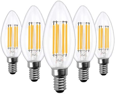 DoRight 5 Pack E14 LED Bulbs 6W Dimmable Cool White 6000k C35 Vintage Filament Candle Light Bulbs, 600lm, Small Edison Screw LED Chandelier Bulbs 60W Incandescent Bulbs Equivalent