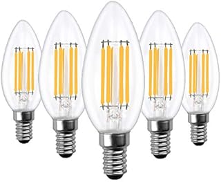 DoRight 5 Pack E14 LED Bulbs 6W Dimmable Cool White 6000k C35 Vintage Filament Candle Light Bulbs, 600lm, Small Edison Screw LED Chandelier Bulbs 60W Incandescent Bulbs Equivalent