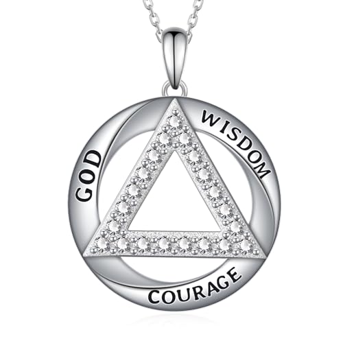 Fuguangju Sterling Silver Sobriety Necklace - AA Jewelry for Women