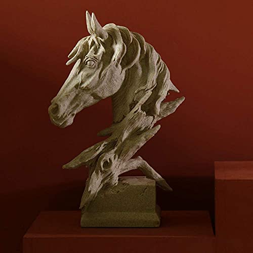 RFGTH Sculpture en Bois Statueresin Chevaux Statue décor à la Maison tête de Cheval Sculpture décoration-B   A