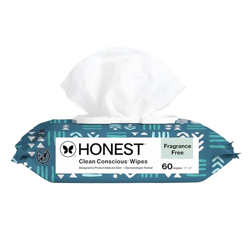 The Honest Company Hypoallergenic Multi-Use Baby Wipes for Sensitive Baby Skin, Balance Blues, 60 Count