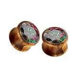 Aotiwe Zestaw 2 kolczyków tunelowych 12 mm, tunele do uszu, tunele do uszu, kolorowe z cyrkonią, drewniane kolczyki do piercingu