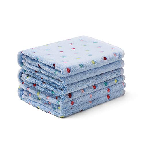 1 Pack 3 Blankets Super Soft Cute Dot Pattern Pet Blanket Flannel Throw for Dog Puppy Cat Dot (Small(23x16), Blue)