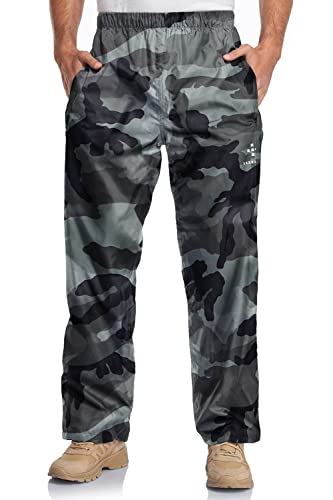 Waterproof Pants Mens Rain Pants Windproof Outdoor Hiking Pants With Pockets Large #TOP3