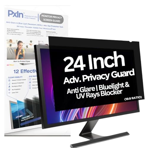 Image of Pxin FuTech 24 Inch (16:9) Monitor Privacy Screen Filter - NO Eye Strain | Anti-Blue Light + Anti-Glare | Privacy Screen Protector
