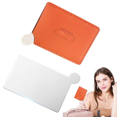 Gazocua Espejo de viaje para mujer, espejo de bolsillo para mujer, mini espejo cosmético de acero inoxidable, tipo de tarjeta, portátil, para viajes, pícnic, hogar, maquillaje