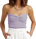 EFAN Womens Tube Tops Summer Outfits 2025 Casual Beach Vacation Clothes Sweaters Strapless Sleeveless Tank Tops Light Purple M