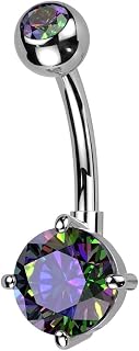 Pierced Owl 14GA ASTM F-136 Implant Grade Titanium Prong Set CZ Crystal Belly Button Ring