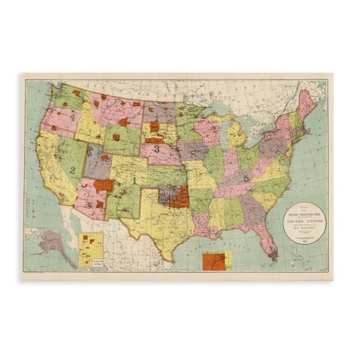 AUHUE Native American Reservations Across The U.S. in The Early 20th Century 1904 Poster Canvas Living Room Wall Decoration Painting Office Decor Unframe 24x36inch