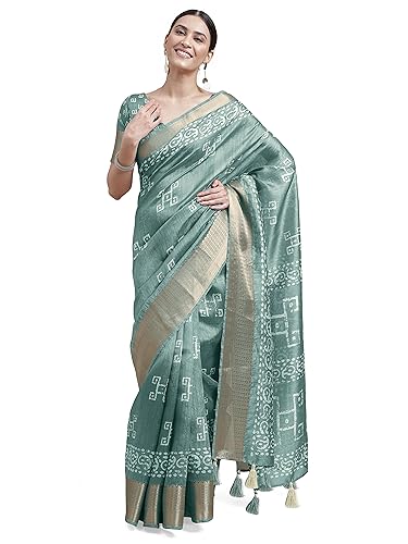 Image of MIRCHI FASHION Women Saree Cotton Silk Batik Block Printed | Breathable Office Wear and Regular Use Sari with Blouse Piece