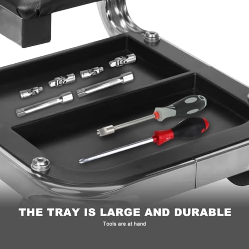 Image of Torin 400lb Rolling Automotive Creeper Garage /Shop Seat: Padded Mechanic Stool with Tool Large Tray Suitable for garages, Repair Shops,Black
