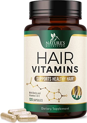 Hair Growth Vitamins - Biotin With Vitamin E & C To Support Thicker & Stronger Hair For Men And Women - Premium Vegetarian, Non-Gmo, Gluten Free, Hair Vitamin Supplement (60 Day Supply) 120 Capsules #TOP30