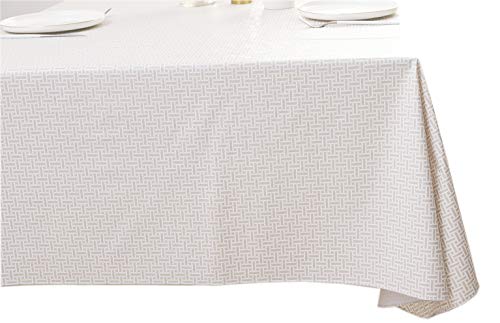 Vinyl Tablecloth With Flannel Backed Waterproof Oil-Proof Pvc Table Cloth Wipeable Spill-Proof Plastic Table Cover For Indoor And Outdoor(Weave, 60 X 84 Inch Rectangle) #TOP2