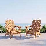 UOJ 2 Pack Oversized Folding Wooden Adirondack Chairs for Outdoor Patio | Durable hemlock wood build with eco-friendly paint, 330lb weight capacity, perfect for backyard fire pit and porch relaxation