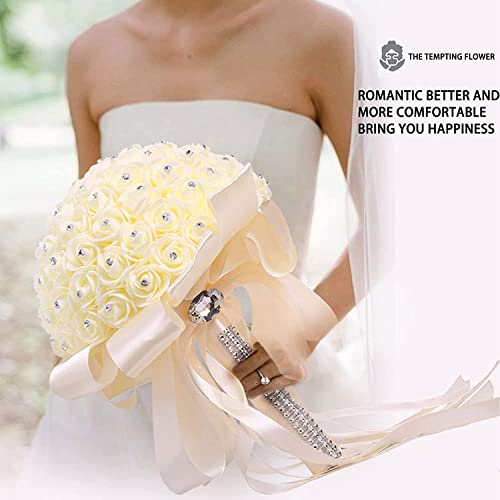 Bouquets de fleurs de mariage en fausses roses de 10 pouces - 4