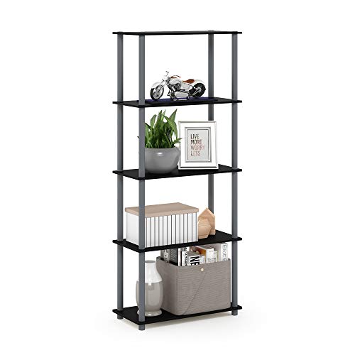 Furinno TURN-N-TUBE Storage Shelves, 5-Tier Book Shelf, Corner Shelf, Toolless Open Shelves, for Organization and Storage, Living Room, Garage, Home Office, Black by Furinno - Used condition - US$28.72