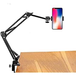 Soporte para teléfono Celular, Rotación de 360° Soporte para Cámara Web, Brazo Tijera de Suspensión, Soporte Movil Teléfono , para de fotografía Plana en Vivo Grabar vídeos o transmisión en Vivo