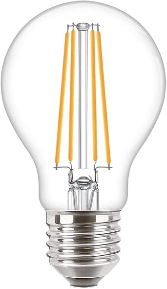 Philips CorePro 7W 60W Replacement LED Lamp, E27 Edison Screw, Non-Dimmable, Warm White, A60 Clear Bulb [Energy Class E] [Energy Class E]