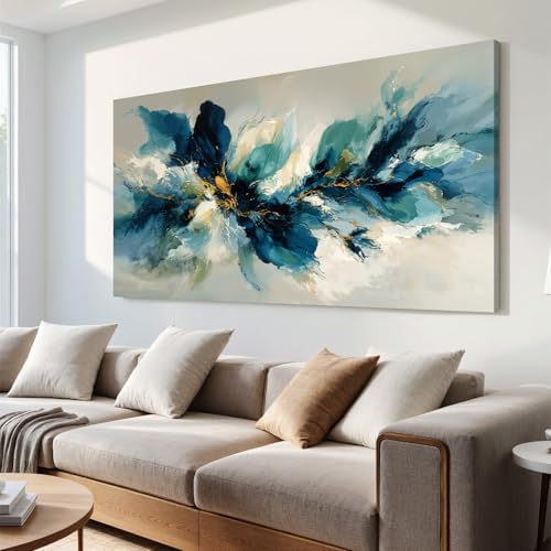I@U Modern Fluid Abstract Wall Art Prints Luxury Blue Wall Art Pr...