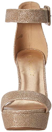 Dream Pairs Womens Hi-Lo High Heel Platform Pump Sandal Gold/Glitter - 6.5 #TOP1
