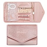 GONZTEL 1 pieza Bolsa de Almacenamiento de Joyas Portátil, Organizador de Joyería Plegable, Joyero de Viaje y Porta Joyas para Collares, Pendientes, Anillos, Pulseras, Relojes y Broches