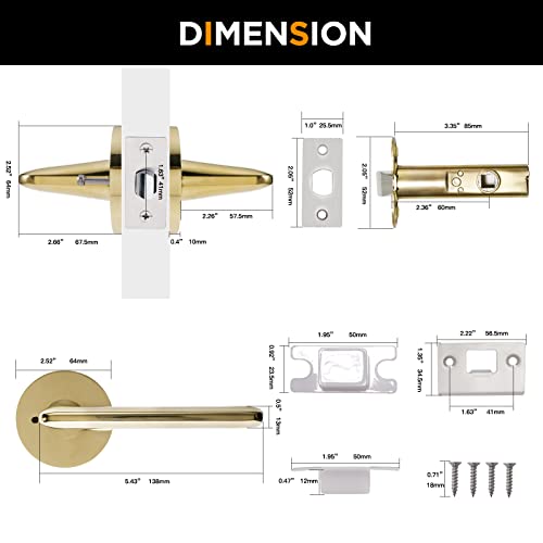 Jiasenbao Gold Door Handles Interior, Decorative Luxury Privacy Door Levers For Bedroom And Bathroom Keyless, Zinc Alloy, 1 Pack… #TOP4