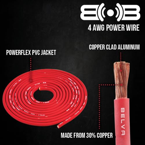 Image of Belva True 4 Gauge AWG Premium CCA Complete Amplifier Wiring Kit with OFC 5 /6-Channel RCA Cable - BAK46 RED
