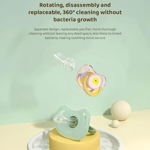 Image of StarAndDaisy Soft Silicone Baby Pacifiers with Unique Shape to Support Psychological Breathing, Teether & Pacifier for Newborns. (Green)