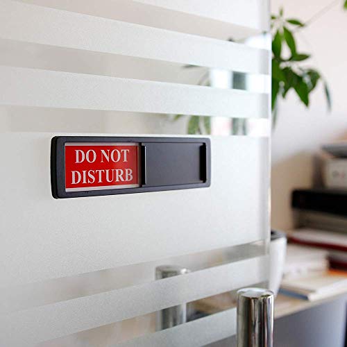 Privacy Sign - Do Not Disturb/Welcome Sign for Home Office Restroom Conference Hotel Hospital, Easy to Read Non-Scratch Magnetic Slider Door Indicator with Clear, Bold & Colored Text - Black
