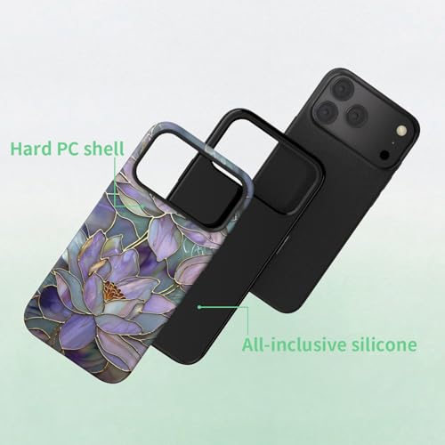 VSANT Compatible with iPhone 17 Pro Case 6.3”, Cute Floral Flower Patterns Shockproof Protective Aesthetic Phone Case with Stylish Designs for Women Girl, Abstract Lotus by VSANT - Used condition - Image 2