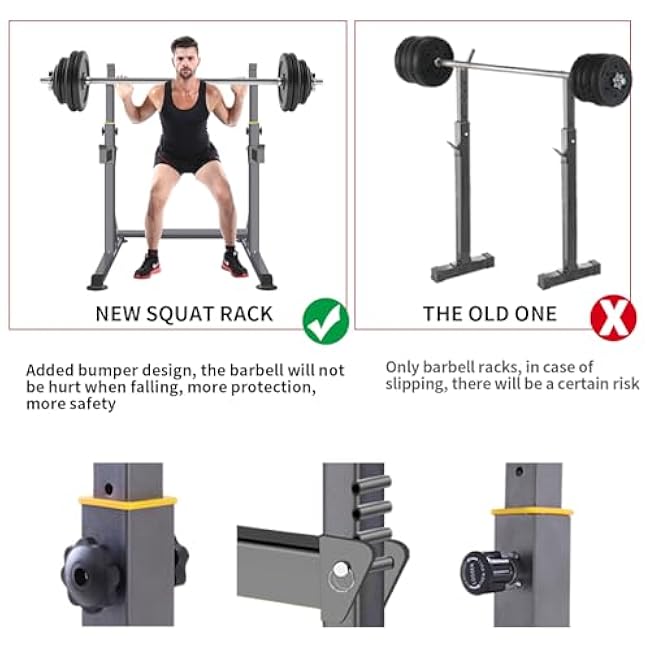 Adjustable Squat Rack,Multi-Function Barbell Rack for Weight Lifting and Home Gym Fitness Workout Portable Squat Bench Press