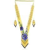BeadsCorner Native Tribal Style Long Statement Beaded Necklace for Women Handmade (Yellow Flower)