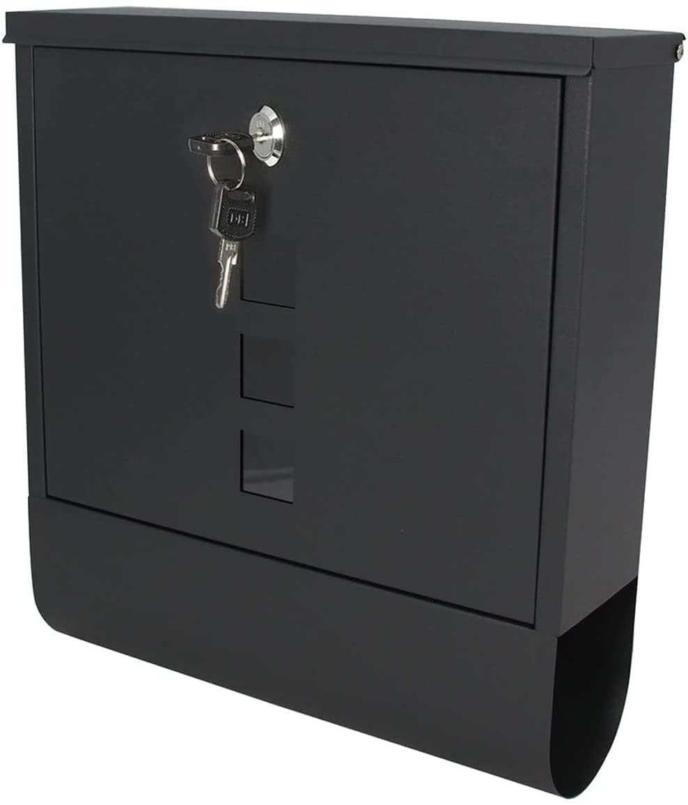 INDIAN DECOR 48461 Metal Wall Mounted Mailboxes, Weatherproof Locking Mailbox with Key Lock, Rust-Proof Metal Cover Plate, Ideal for Storing Keys and Outdoor Letter Drop Boxes(Black)-picture-20