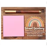 School Secretary Appreciation Gifts Desk Self-Stick Note Pad Holders, Thank You Gifts for School Secretary Assistant Principal Staff Worker Admin EDP04