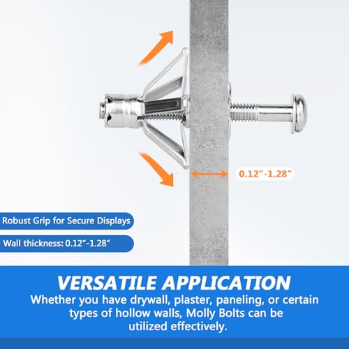 image for AKKTOL Molly Bolts for Drywall Plaster Walls, Hollow Wall Anchors Heav