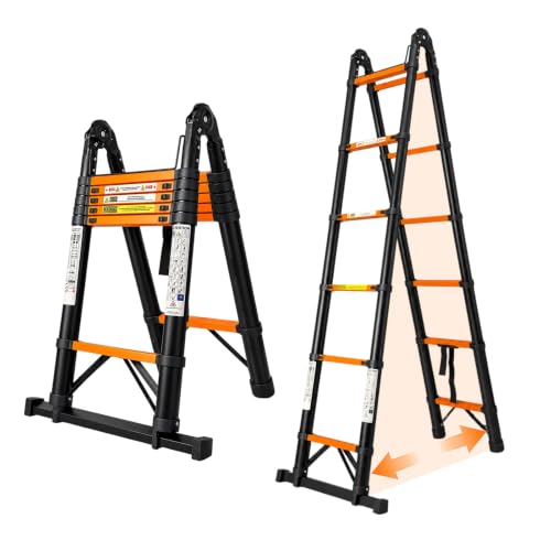 Chanjarhill Teleskopleiter Ausziehbare Leiter 5 Meter Schwarz