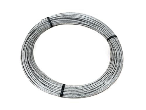 Vinyl Coated Stainless Steel Cable, Type 304 Stainless Steel with Clear and Black Vinyl Coatings, 3/64, 1/16, 3/32, 1/8, 3/16 Inch Diameter Flexible Cables (3/64” Clear Coated to 1/16”, 100 ft)