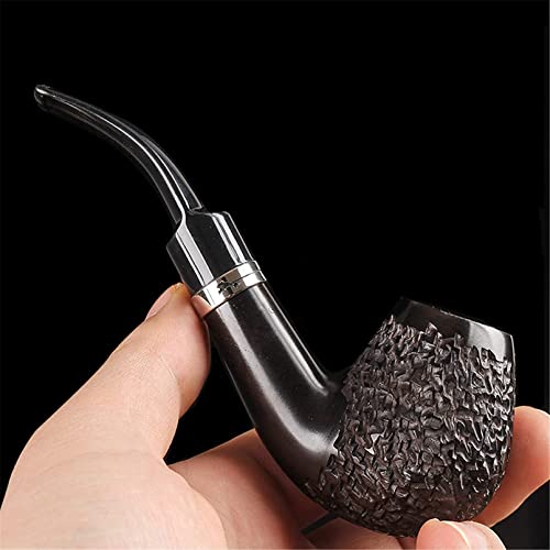 NBXLHAO Handgefertigte Tabakpfeifen aus Holz, Tabakpfeife, Persönlichkeit, exquisites Schnitzmuster, Tabakpfeife, am besten für Frauen und Männer,Schwarz Cover