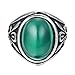 BOHO Jewelry Mens Vintage Stainless Steel Emerald Green Ring Black Silver