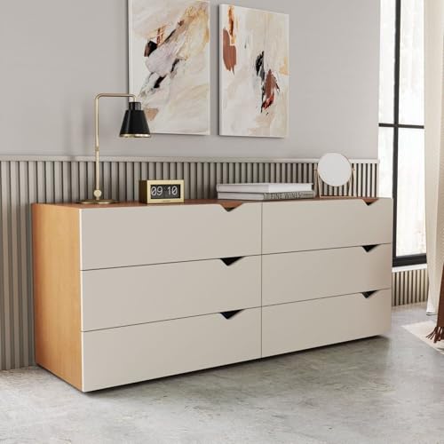 Cômoda para Quarto 6 Gavetas Porto Freijo/Creme