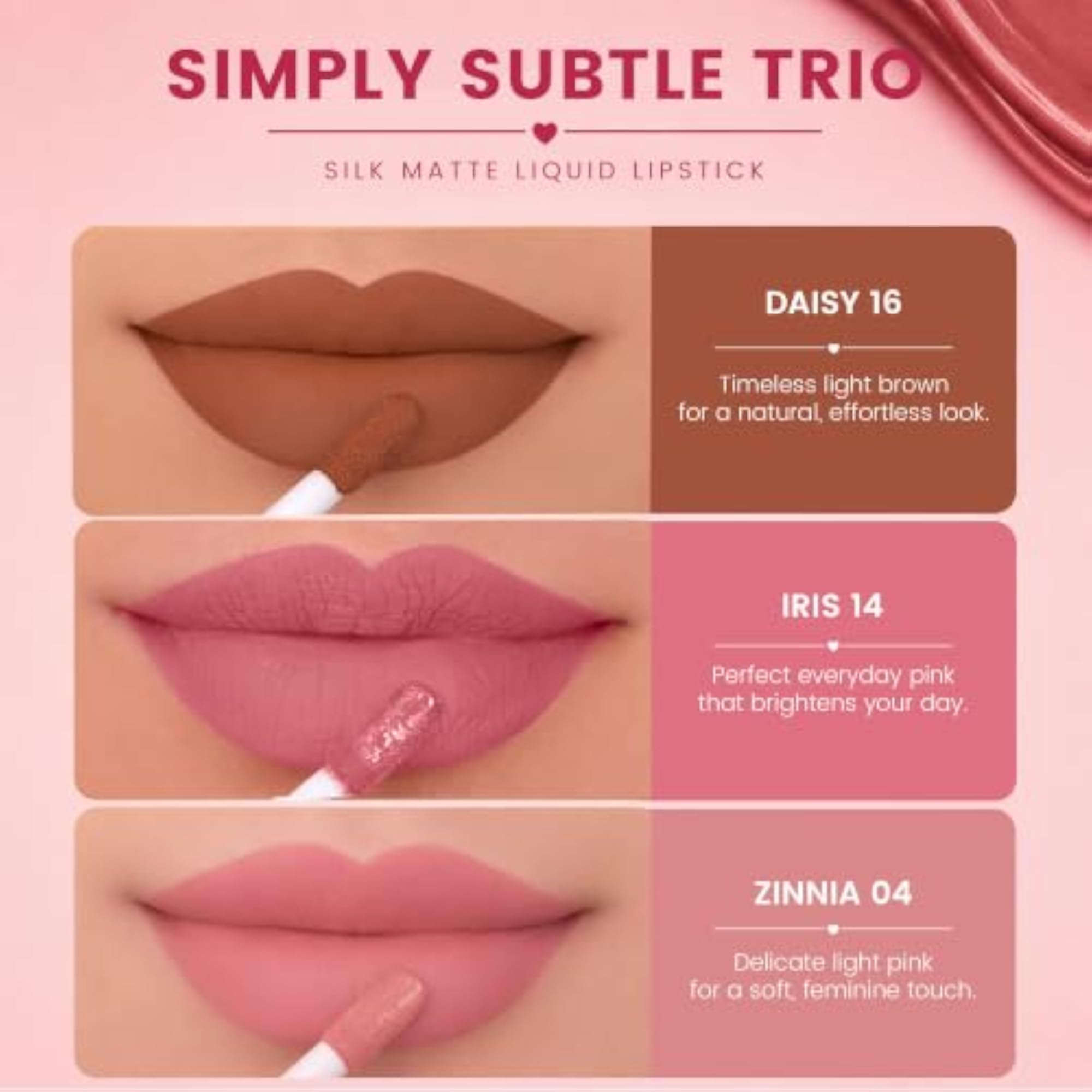 Beauty 3 Full-Size Silk Matte Liquid Lipsticks Set
